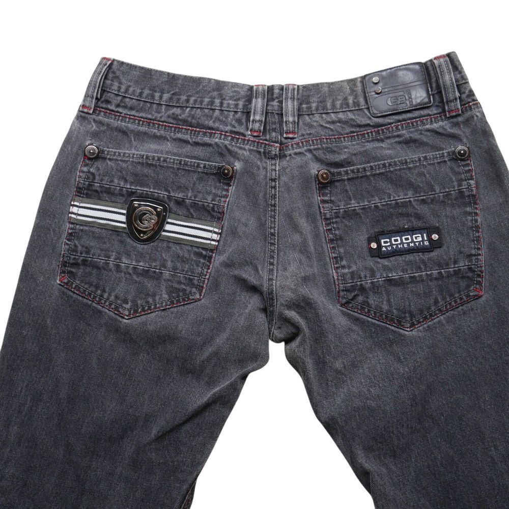 Vintage COOGI Jeans Men's Size 36x34 (35x32) Black Denim Leather Y2K‎ JNCO Style